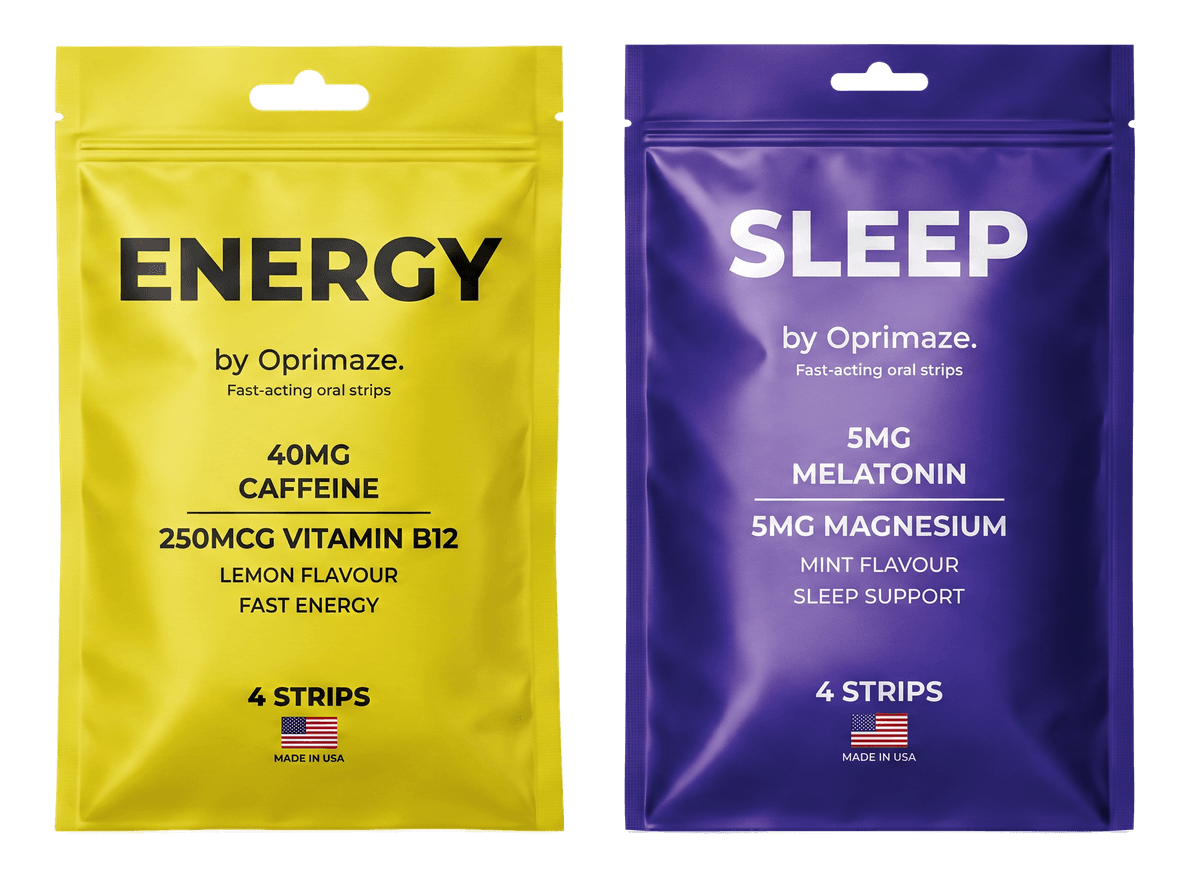Oprimaze Sleep and Energy sublingual strip pouches